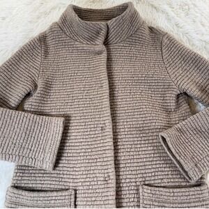 BB Dakota Knit Textured Button Front Taupe Soft Comfy Women's Coat Size Small‎